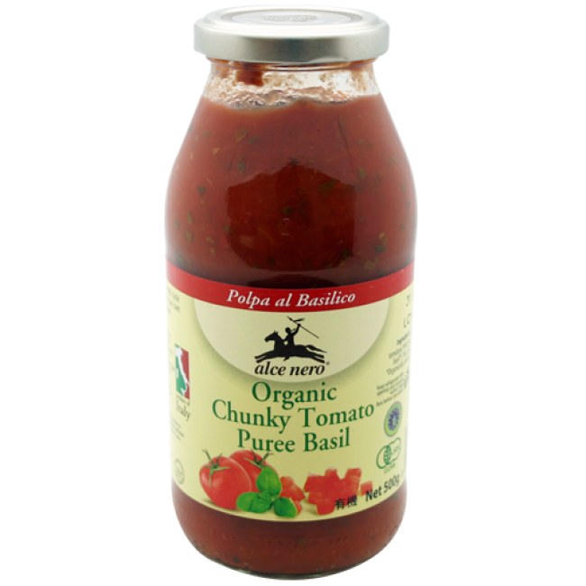 Alce Nero Organic Tomato Puree Basil 500g